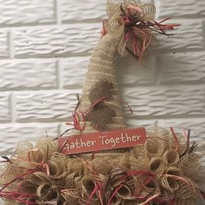 Fall wreath scarecrow hat